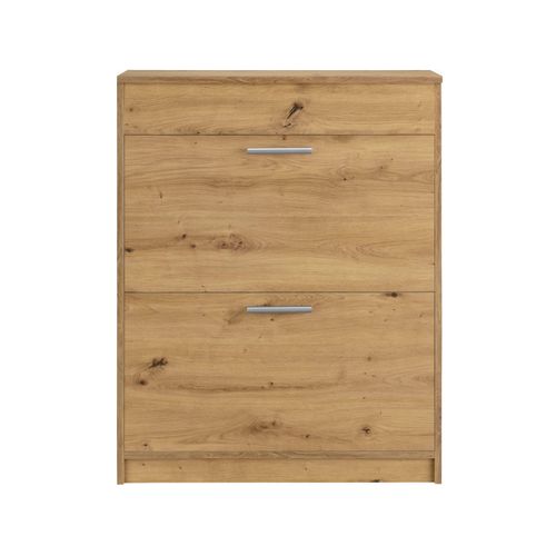 Bill - Coffre à Chaussures Avec 2 Portes Battantes En Effet Chêne