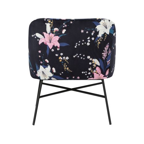 Flora-fauteuils Rembourrée En Velours Bleu Floral