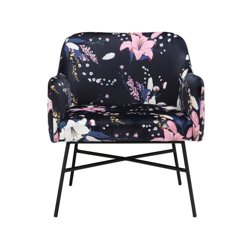 Flora-fauteuils Rembourrée En Velours Bleu Floral