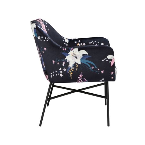Flora-fauteuils Rembourrée En Velours Bleu Floral
