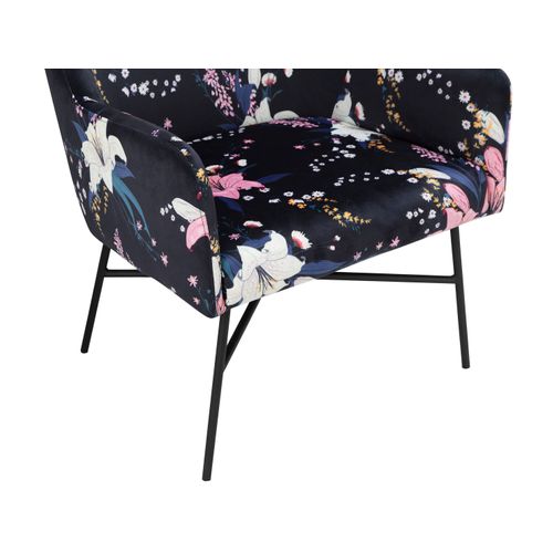 Flora-fauteuils Rembourrée En Velours Bleu Floral