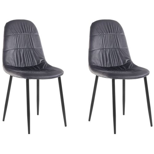 Joel-lot De 2 Chaises De Salle à Manger Rembourrées En Velours Gris