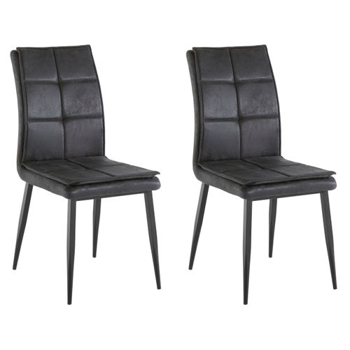 Lima-chaise En Microfibre Anthracite / Métal, 2 Pièces