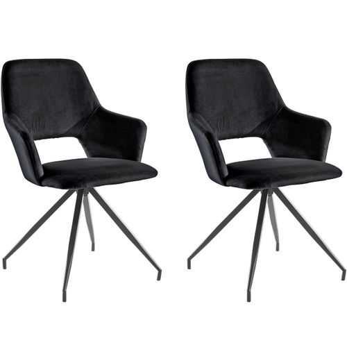 Tracy-fauteuil En Velours Noir, 2 Pièces