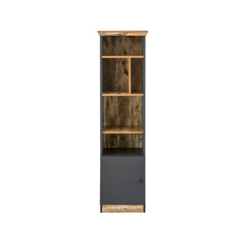 Castor-bibliothèque Avec 5 Portes Ouvertes Gris / Chêne