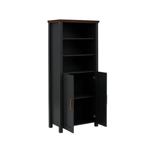 Marion-bibliothèque à 2 Portes En Mélaminé Gris