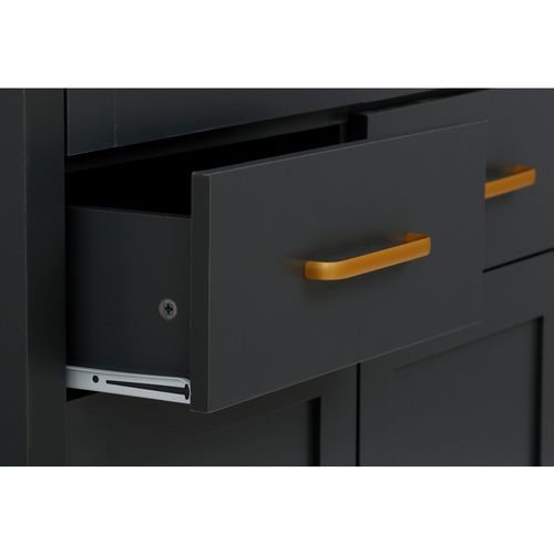 Marion-buffet Haut Avec 4 Portes Et 2 Tiroirs En Effet Bois Noir