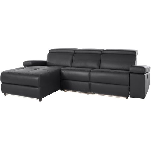Rayland-chaiselong Canapé 3 Places Gauche Électrique En Noir Pu