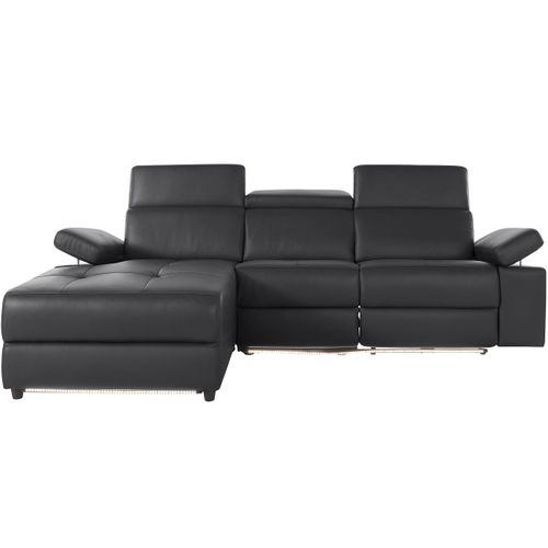 Rayland-chaiselong Canapé 3 Places Gauche Électrique En Noir Pu