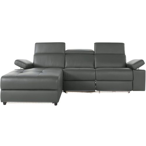 Rayland-chaiselong Canapé 3 Places Gauche Électrique En Gris Pu