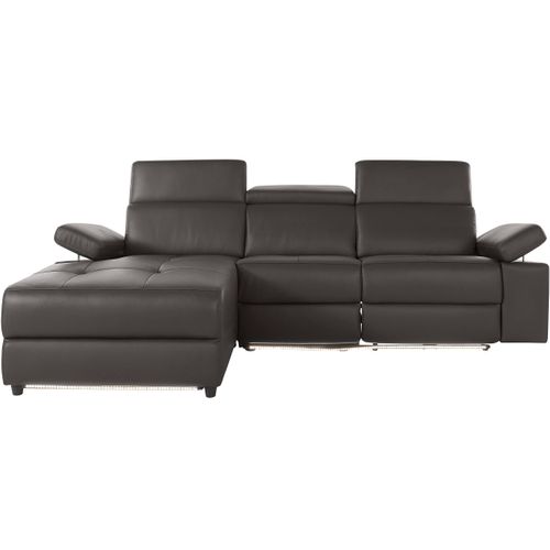 Rayland-chaiselong Canapé 3 Places Gauche Manuel En Pu Marron