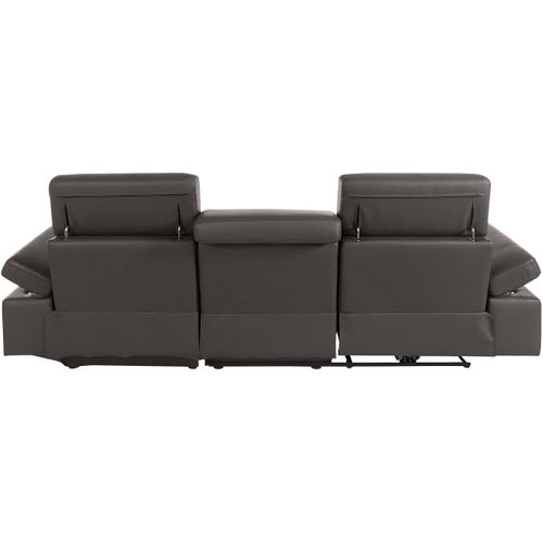 Rayland-chaiselong Canapé 3 Places Droit Électrique En Pu Marron