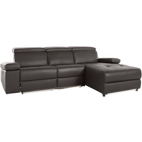 Rayland-chaiselong Canapé 3 Places Droit Électrique En Pu Marron