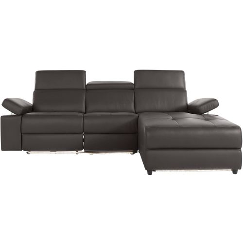 Rayland-chaiselong Canapé 3 Places Droit Électrique En Pu Marron