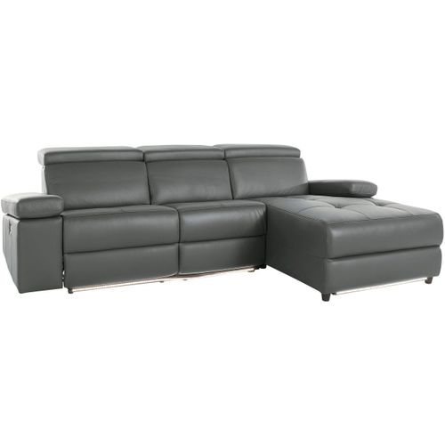 Rayland-chaiselong Canapé 3 Places Droit Électrique En Pu Gris