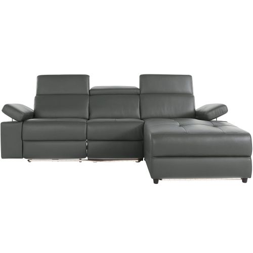 Rayland-chaiselong Canapé 3 Places Droit Électrique En Pu Gris