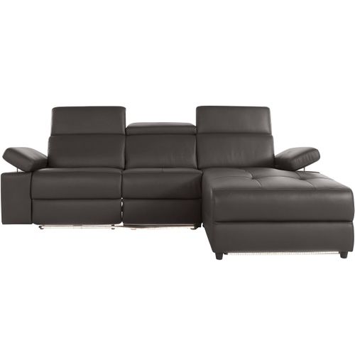 Rayland-chaise Longue Canapé 3 Places Droite Avec Fonction Manuelle En Pu Marron