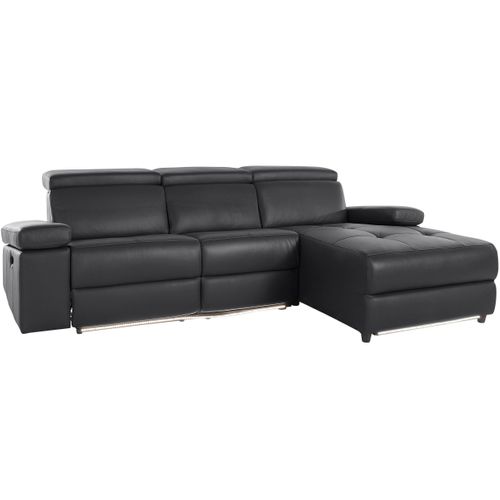 Rayland-chaiselong Canapé 3 Places Droit Manuel En Gl/pu Noir