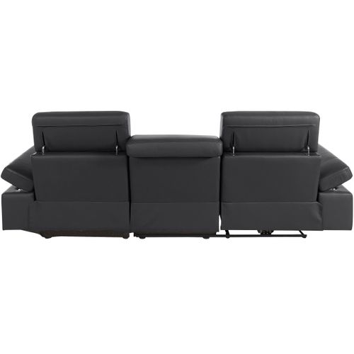 Rayland-chaiselong Canapé 3 Places Droit Manuel En Pu Noir