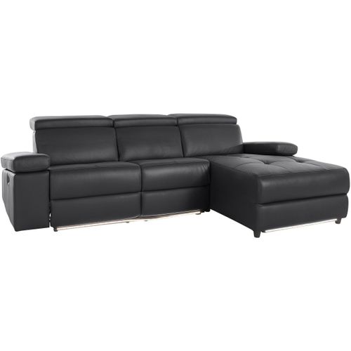 Rayland-chaiselong Canapé 3 Places Droit Manuel En Pu Noir