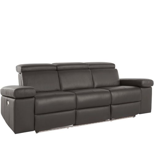 Rayland-canapé 3 Places Avec Fonction Électrique En Pu Marron