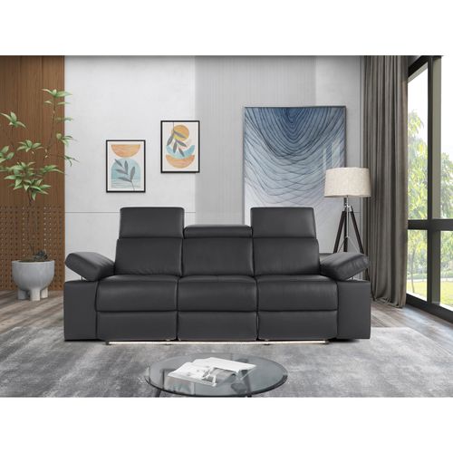 Rayland-canapé 3 Places Électrique En Cuir Noir/pu