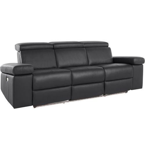 Rayland-canapé 3 Places Électrique En Cuir Noir/pu