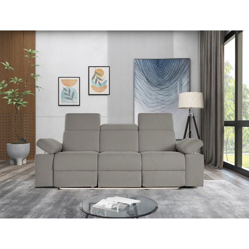 Rayland-canapé 3 Places Électrique Gris Tissu Sunday