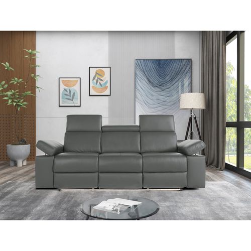 Rayland-canapé 3 Places Manuel Gris Cuir/pu