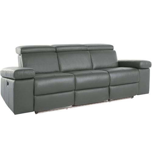 Rayland-canapé 3 Places Manuel Gris Cuir/pu