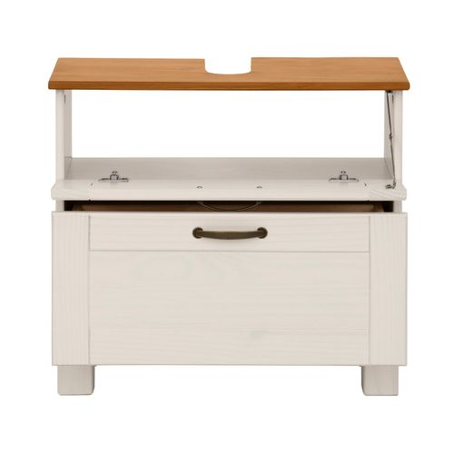 Alby-meuble Pour Évier 1 Tiroir 1 Abattant Blanc/miel