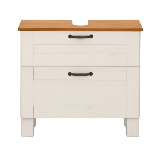 Alby-meuble Pour Évier 1 Tiroir 1 Abattant Blanc/miel