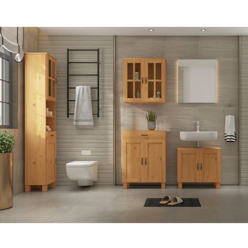 Alby-armoire De Toilette Murale 2 Portes En Bois Naturel