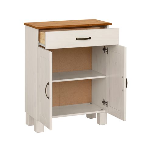 Alby-meuble Avec 2 Portes Et 1 Tiroir En Miel Blanc