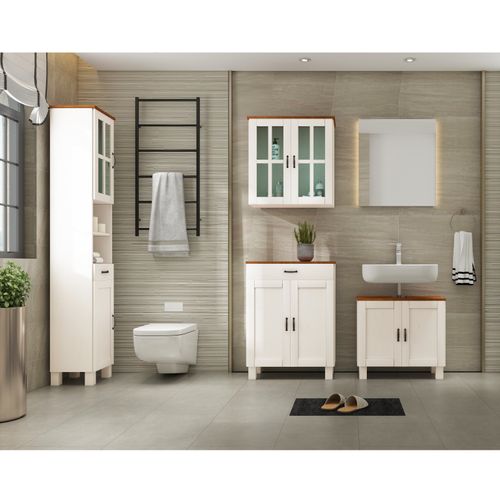 Alby-meuble Avec 2 Portes Et 1 Tiroir En Miel Blanc