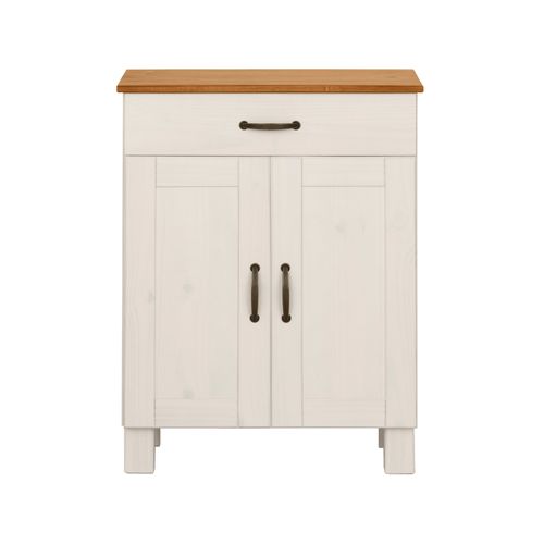 Alby-meuble Avec 2 Portes Et 1 Tiroir En Miel Blanc