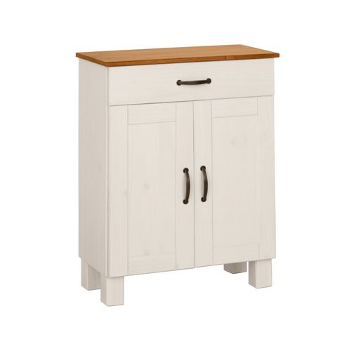 Alby-meuble Avec 2 Portes Et 1 Tiroir En Miel Blanc