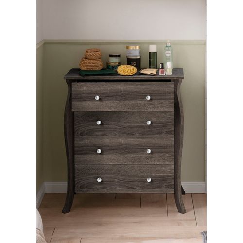 Ludwig-commode Avec 4 Tiroirs En Effet Chêne Gris