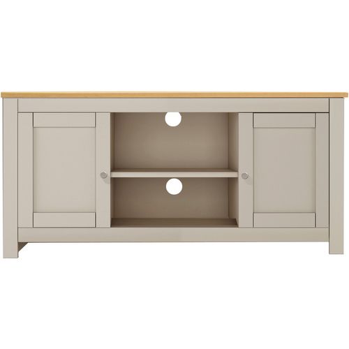 Emerald - Meuble TV Avec 2 Portes En Aggloméré Chêne Et Crème