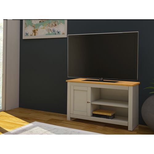 Emerald - Meuble TV Avec 1 Porte En Effet Chêne Crème