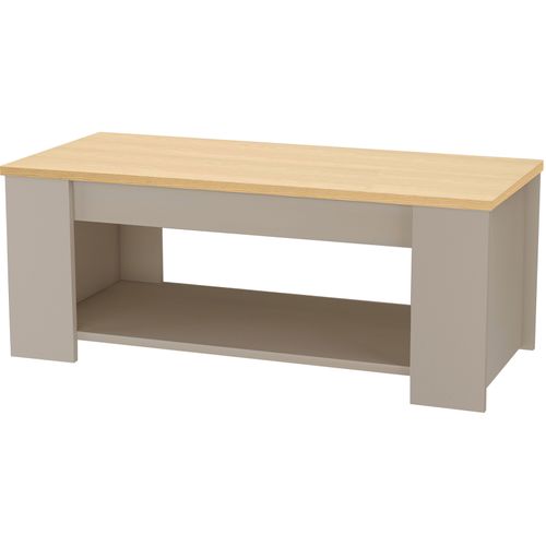 Emerald - Table Basse Avec 1 Étagère En Effet Chêne Crème