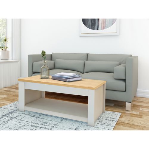 Emerald - Table Basse Avec 1 Étagère En Effet Chêne Crème