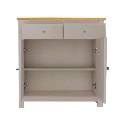 Emerald - Buffet Avec 2 Portes Et 2 Tiroirs En Effet Chêne Crème