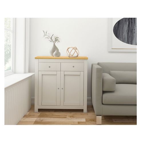 Emerald - Buffet Avec 2 Portes Et 2 Tiroirs En Effet Chêne Crème
