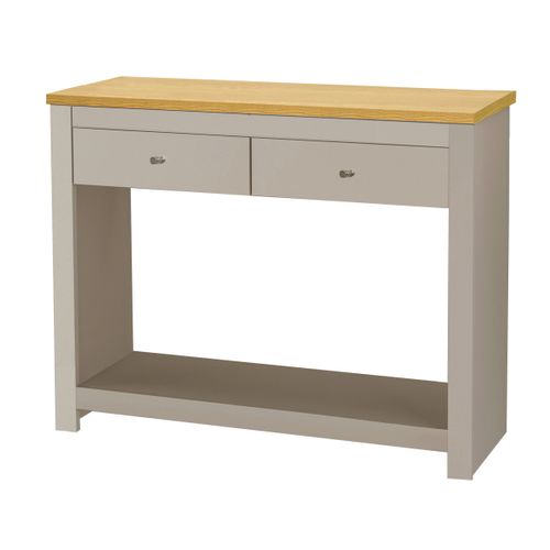 Emerald - Table Console Avec 2 Tiroirs En Effet Chêne Et Crème