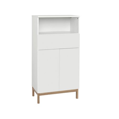 Mirza-armoire Avec 2 Portes Et 1 Tiroir En Panneau De Particules Blanc