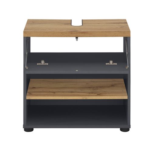 Thessa-meuble Sous-évier 60 Cm 1 Abattant Anthracite/chêne