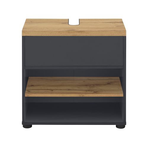 Thessa-meuble Sous-évier 60 Cm 1 Abattant Anthracite/chêne