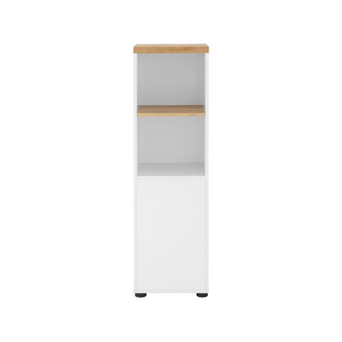 Thessa-armoire Avec 1 Porte Et 1 Étagère En Mdf Blanc Et Chêne