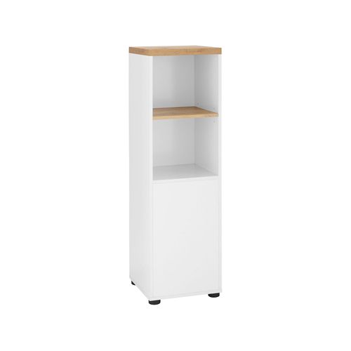 Thessa-armoire Avec 1 Porte Et 1 Étagère En Mdf Blanc Et Chêne